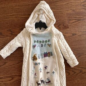Ralph Lauren Baby Cream Knit Hooded Bunting